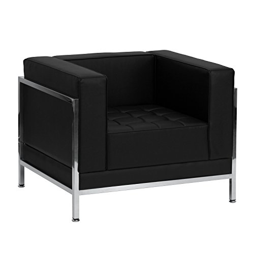 Flash Furniture Kursi Kulit Lembut Hitam Kontemp...