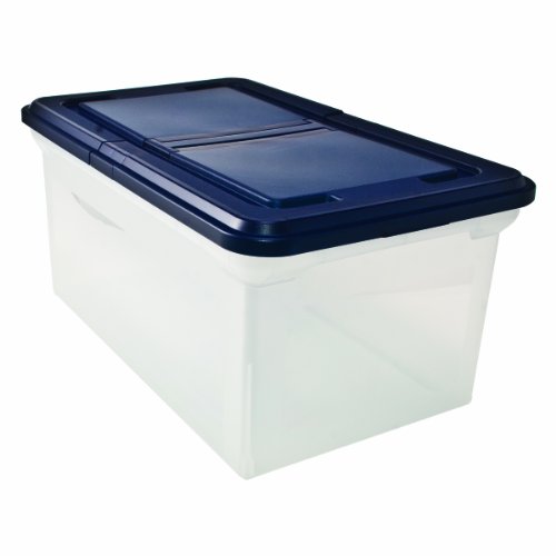 Advantus Extra Capacity 23-Inch File Tote, Letter Size, Clear Base/Navy Lid, Case of 4 (55797CT)