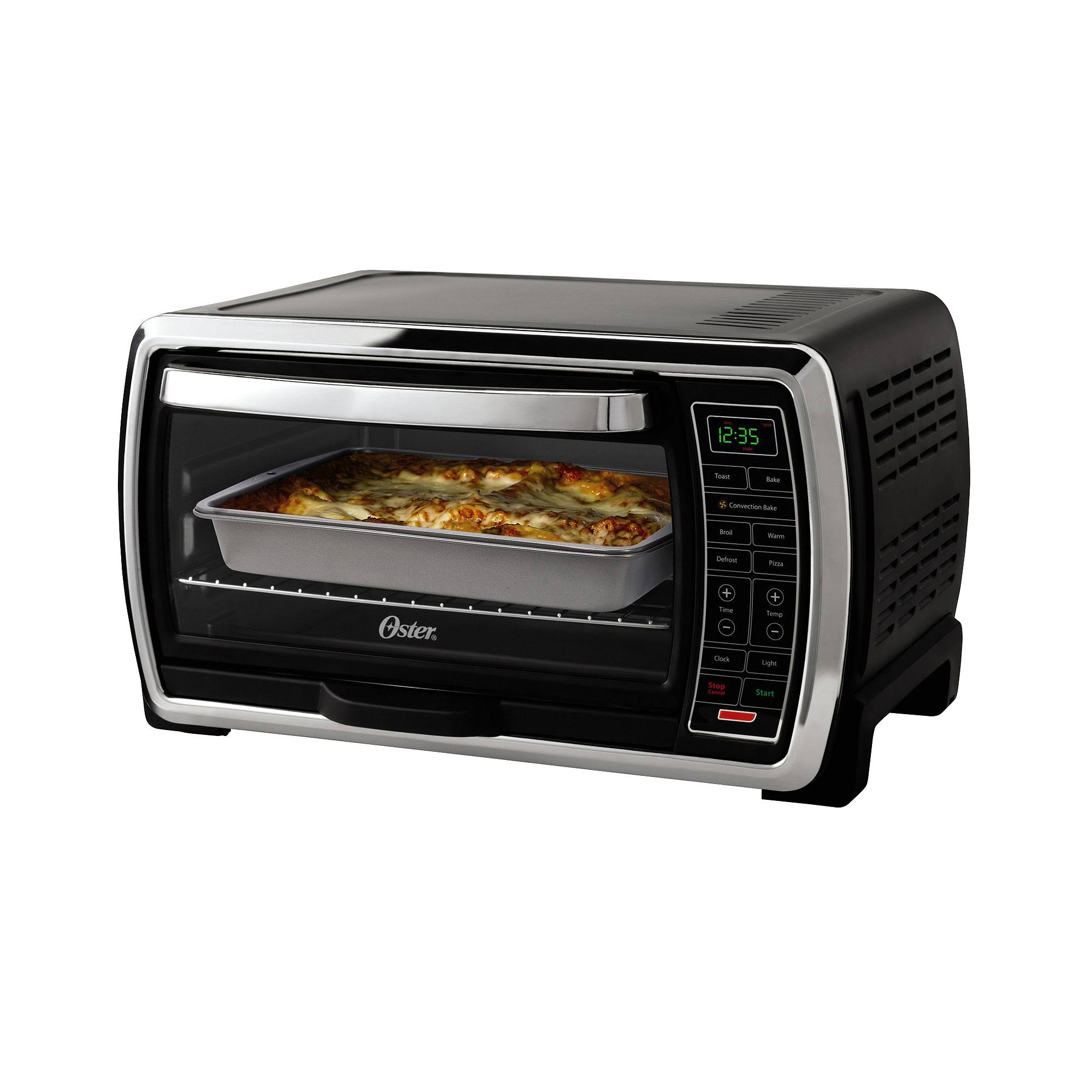 Oster Large Capacity Countertop 6-Slice Digital Convection Toaster Oven, Black/Polished Stainless, TSSTTVMNDG