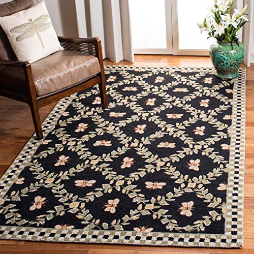 Safavieh Chelsea Collection HK55B Hand-Hooked Black Premium Wool Area Rug (7'9