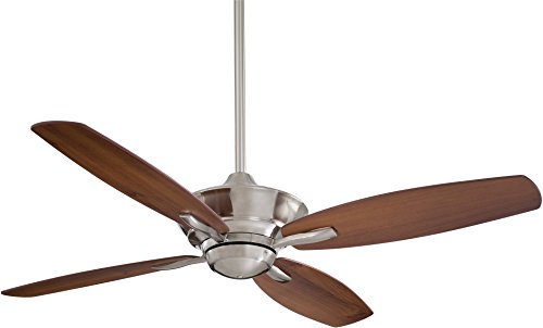 Minka-Aire Minka Aire F513-BN, New Era Brushed Nickel Finish Energy Star 52-inch Ceiling Fan with Remote Control, 4 Dark Walnut Blades