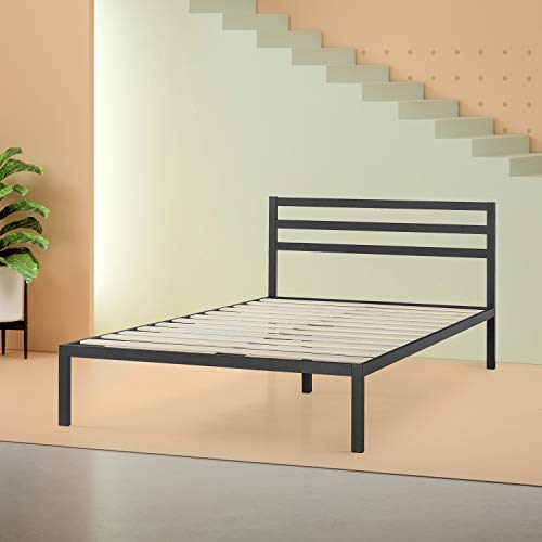 Zinus Mia Modern Studio 14 Inch Platform 1500H Metal Bed Frame / Mattress Foundation / Wooden Slat Support / With Headboard / Good Design Award Winner, Queen