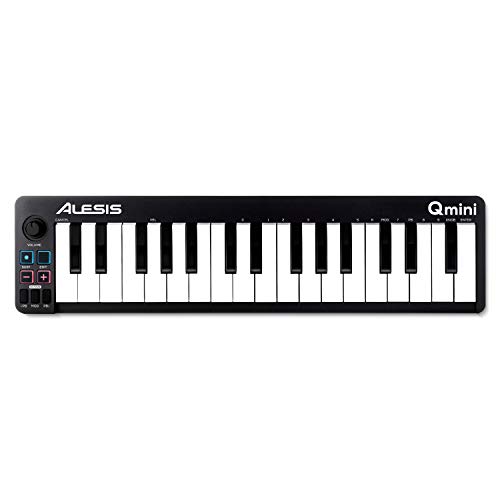 Alesis Qmini - Kontroler Keyboard MIDI USB 32 Tombol Portabel dengan Tombol Aksi Synth Sensitif Kecepatan dan Perangkat Lunak Produksi Musik Termasuk