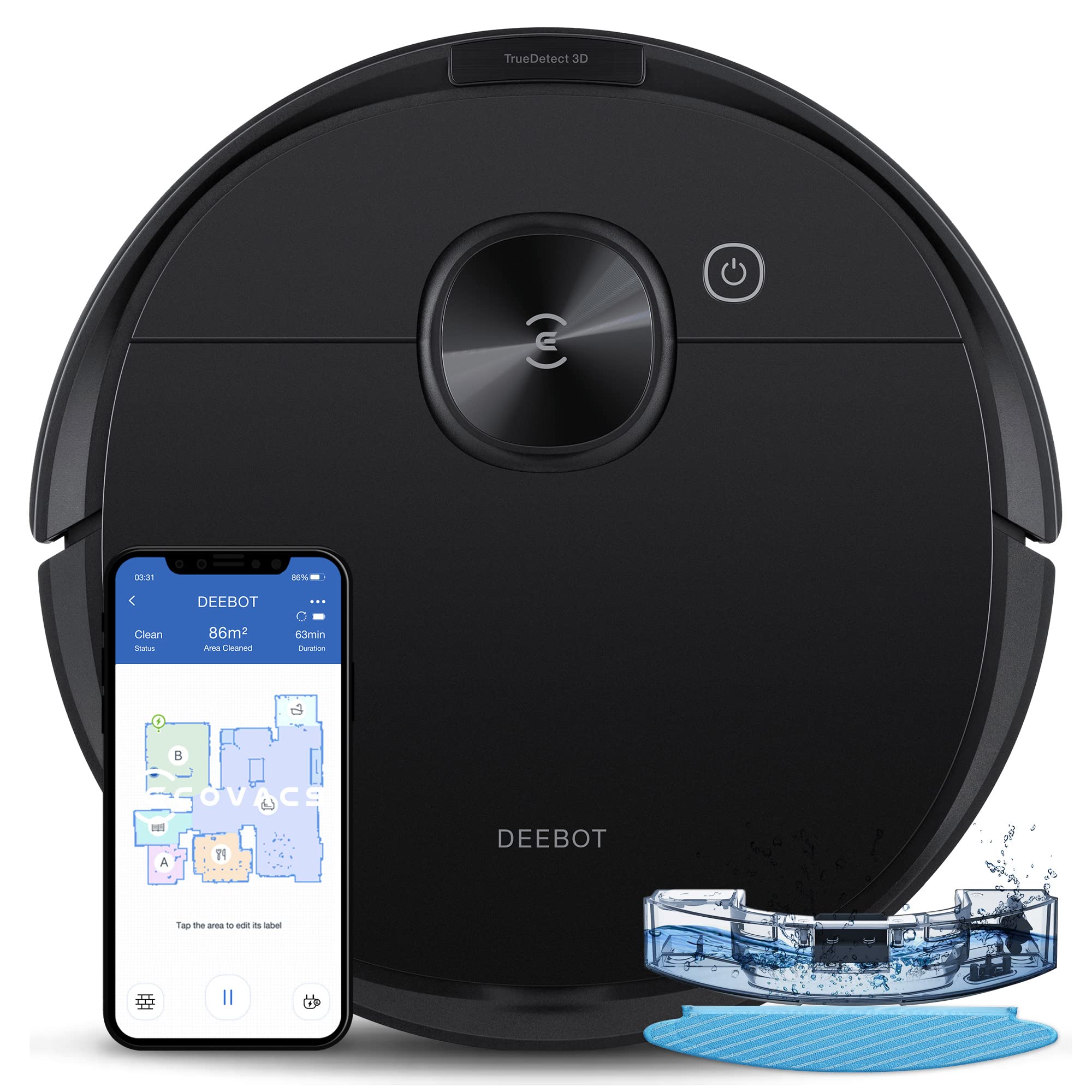 ECOVACS Robot Penyedot Debu dan Pel Seri Deebot N8 Pro