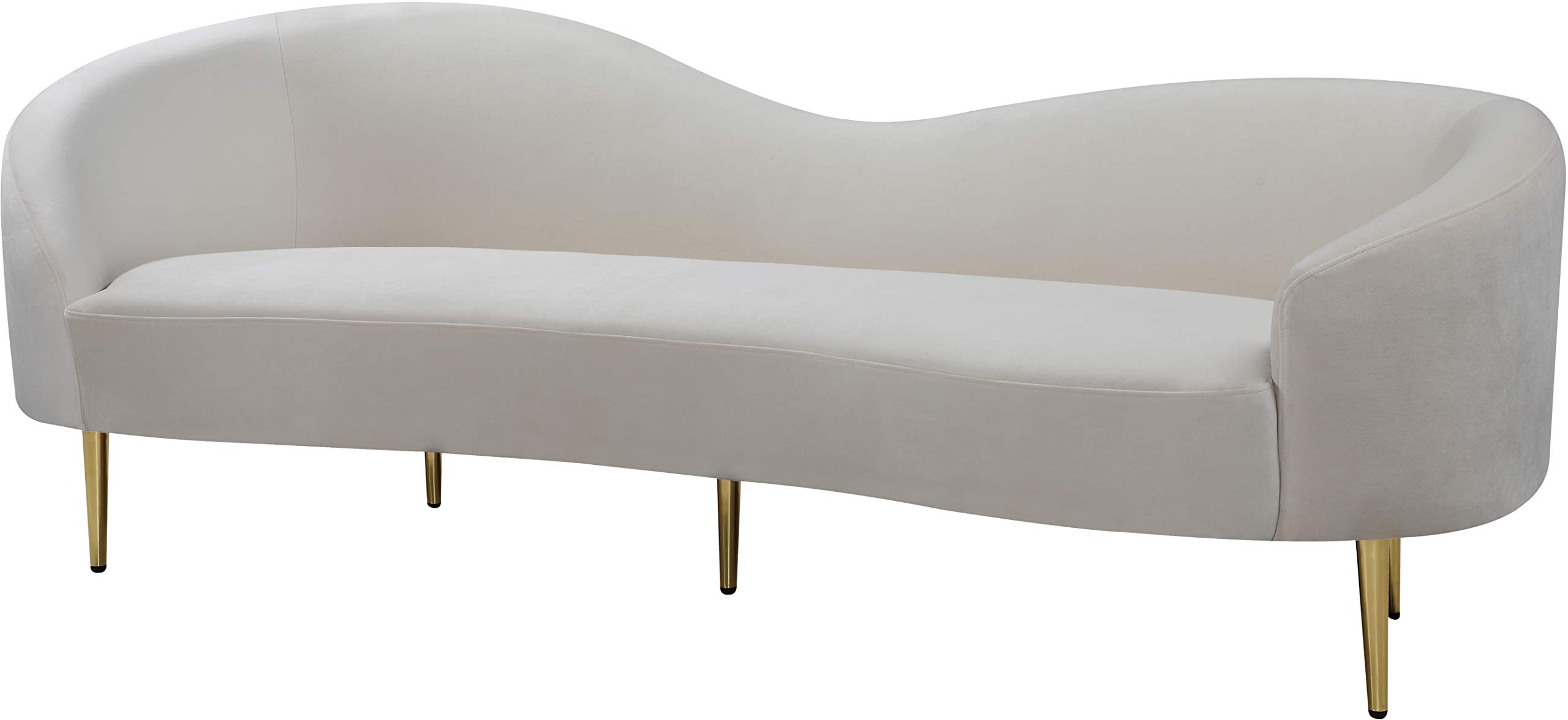 Meridian Furniture Sofa Berlapis Beludru Modern Kontemp...