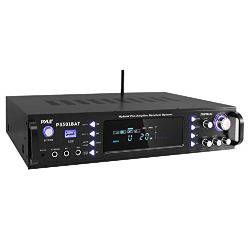 Pyle Wireless Bluetooth Home Stereo Amplifier - Hybrid Multi-Channel 3000 Watt Power Amplifier Home Audio Receiver System w/ AM/FM Radio, MP3/USB,AUX,RCA Karaoke Mic in - Rack Mount, Remote - P3301BAT