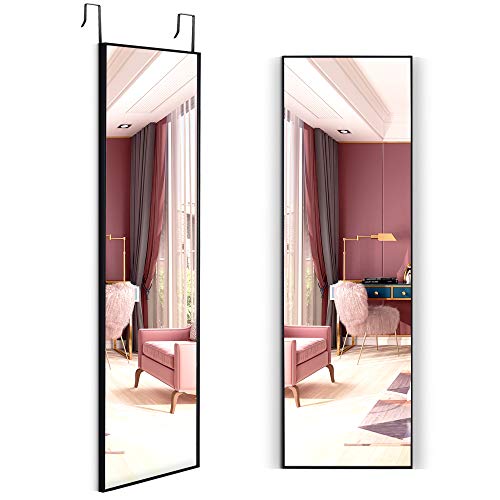 LVSOMT Full Length Mirror, Wall Mounted Mirror, Over The Door Hanging Mirror, 47"x14" Full Body Mirror for Bedroom Living Room Locker Room Bathroom Closet Studio, Aluminium Alloy Frame?