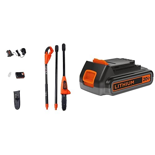 BLACK+DECKER Gergaji Pemangkas Tiang Ion Litium 20V Max...